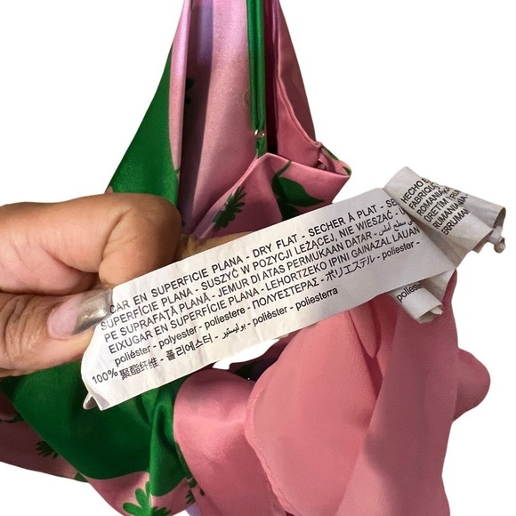 Rare Zara Pink & Green Matisse Print Satin Short Slip Dress L - Picture 7 of 7